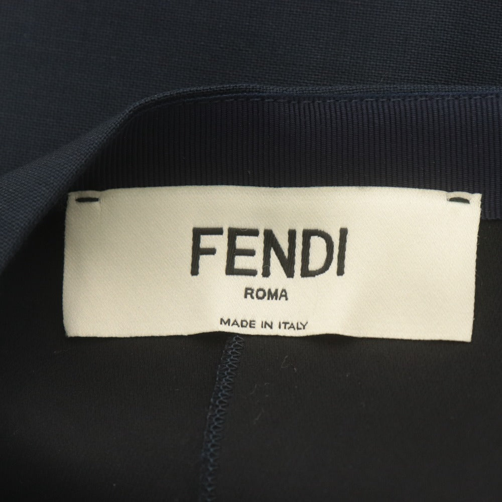 ■ FENDI Skirt Midi Length Bottoms Side Slit Pleats Women's 40 Navy