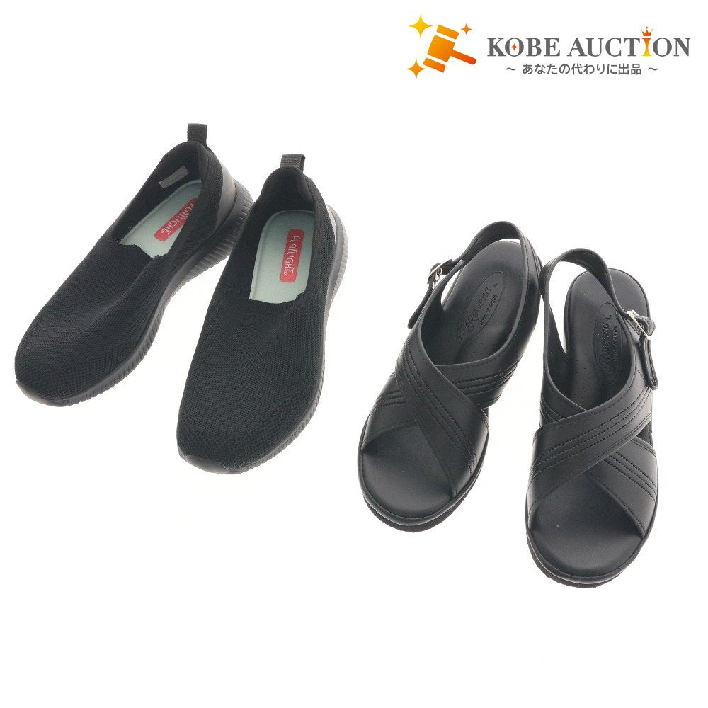 ■ ROWENA FLATLIGHT ナース シューズ スリッポン 2点セット まとめ売り 靴 レディース 23.5cm ブラック 未使用