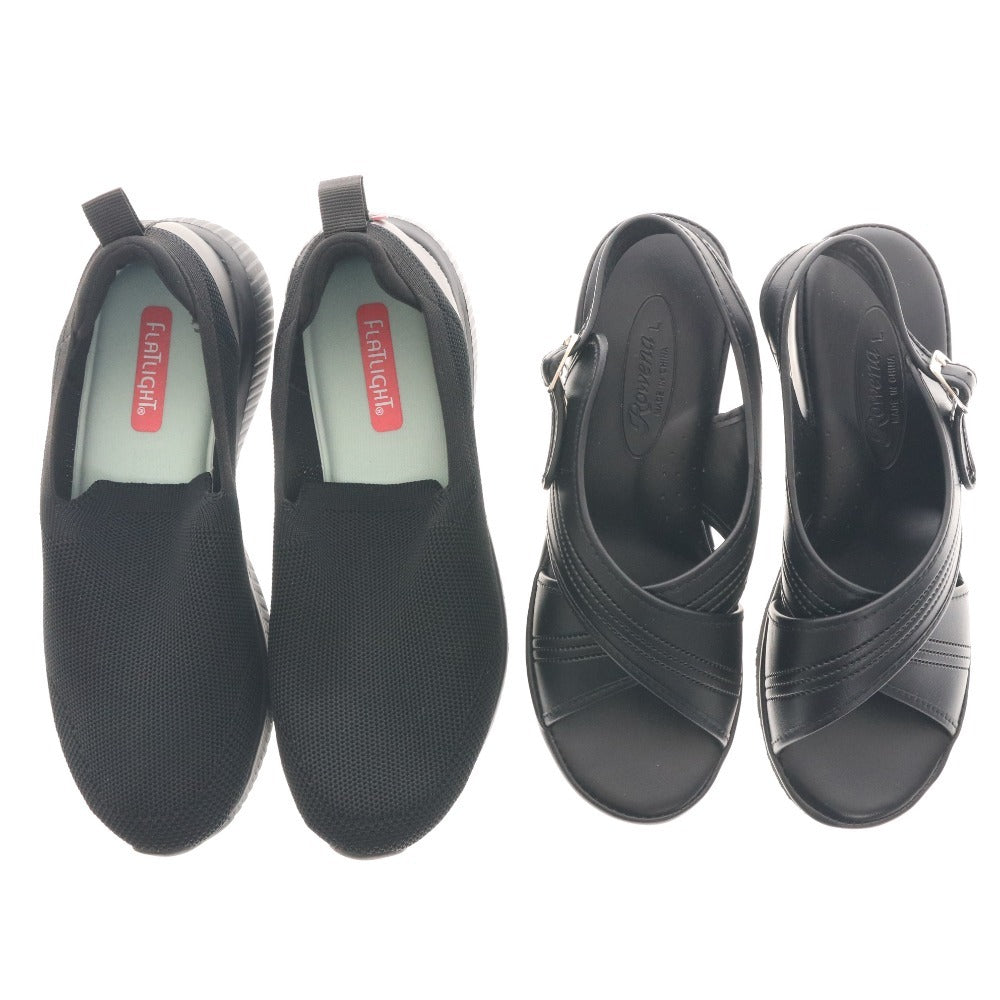 ■ ROWENA FLATLIGHT ナース シューズ スリッポン 2点セット まとめ売り 靴 レディース 23.5cm ブラック 未使用