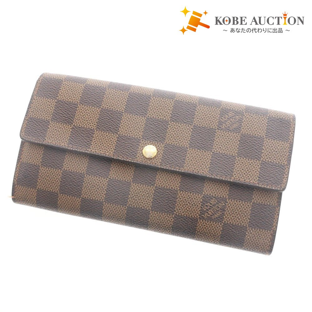 ■ LOUIS VUITTON ルイヴィトン 財布 ポルトフォイユ・サラ ダミエライン 二つ折り ウォレット メンズ レディース ダークブラウン 箱付き