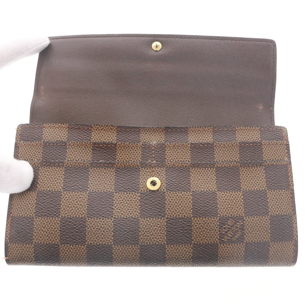 ■ LOUIS VUITTON ルイヴィトン 財布 ポルトフォイユ・サラ ダミエライン 二つ折り ウォレット メンズ レディース ダークブラウン 箱付き