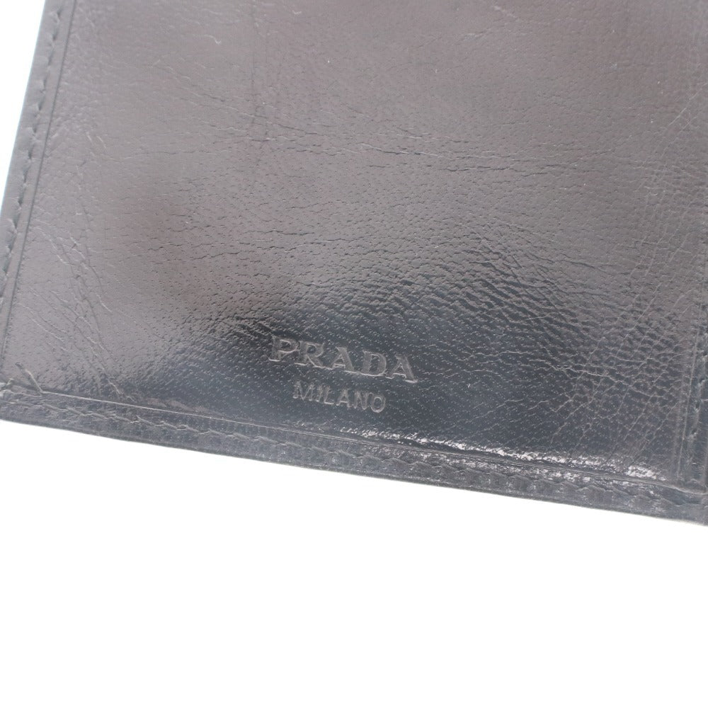 ■ PRADA プラダ 二つ折り 財布 ウォレット ボタン 小銭入れ マドラスレザー メンズ ブラック 箱 付属品付き