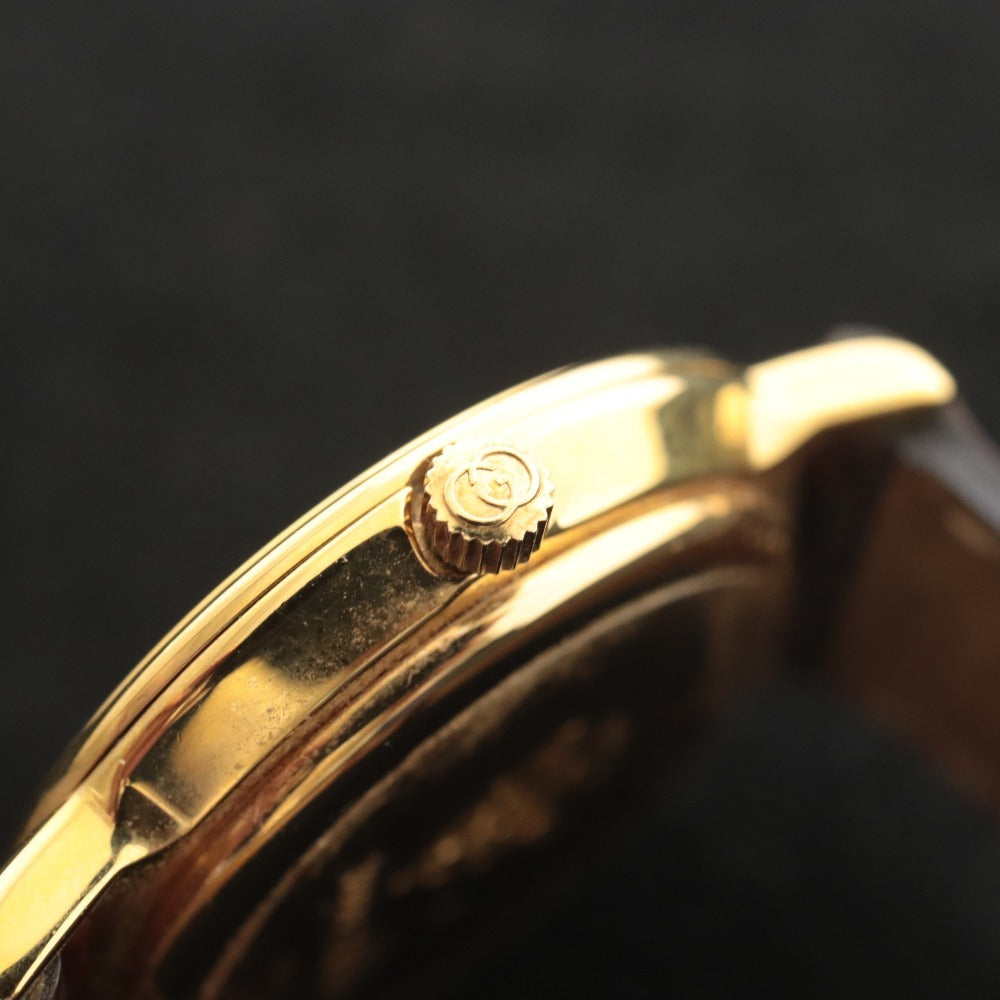 ■ GUCCI グッチ 腕時計 3000.2.L クォーツ 17.9g レディース ゴールド ベルト 赤茶系