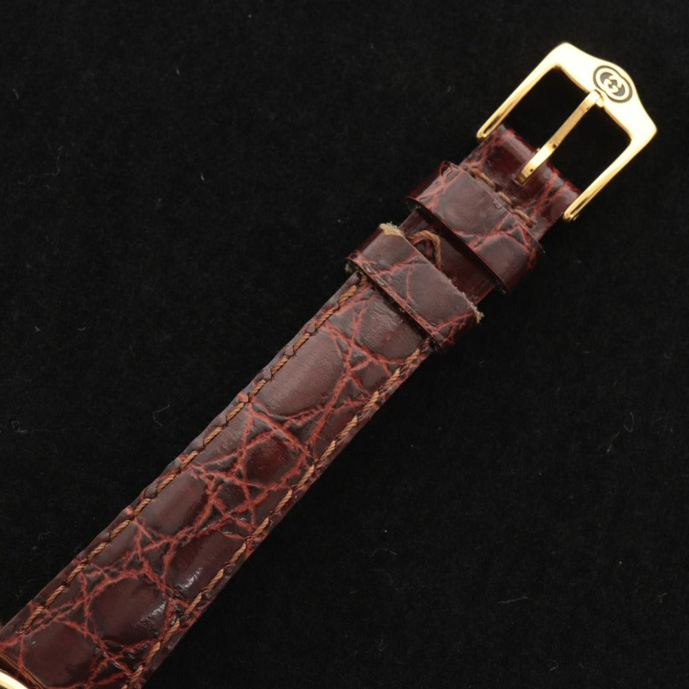 ■ GUCCI グッチ 腕時計 3000.2.L クォーツ 17.9g レディース ゴールド ベルト 赤茶系