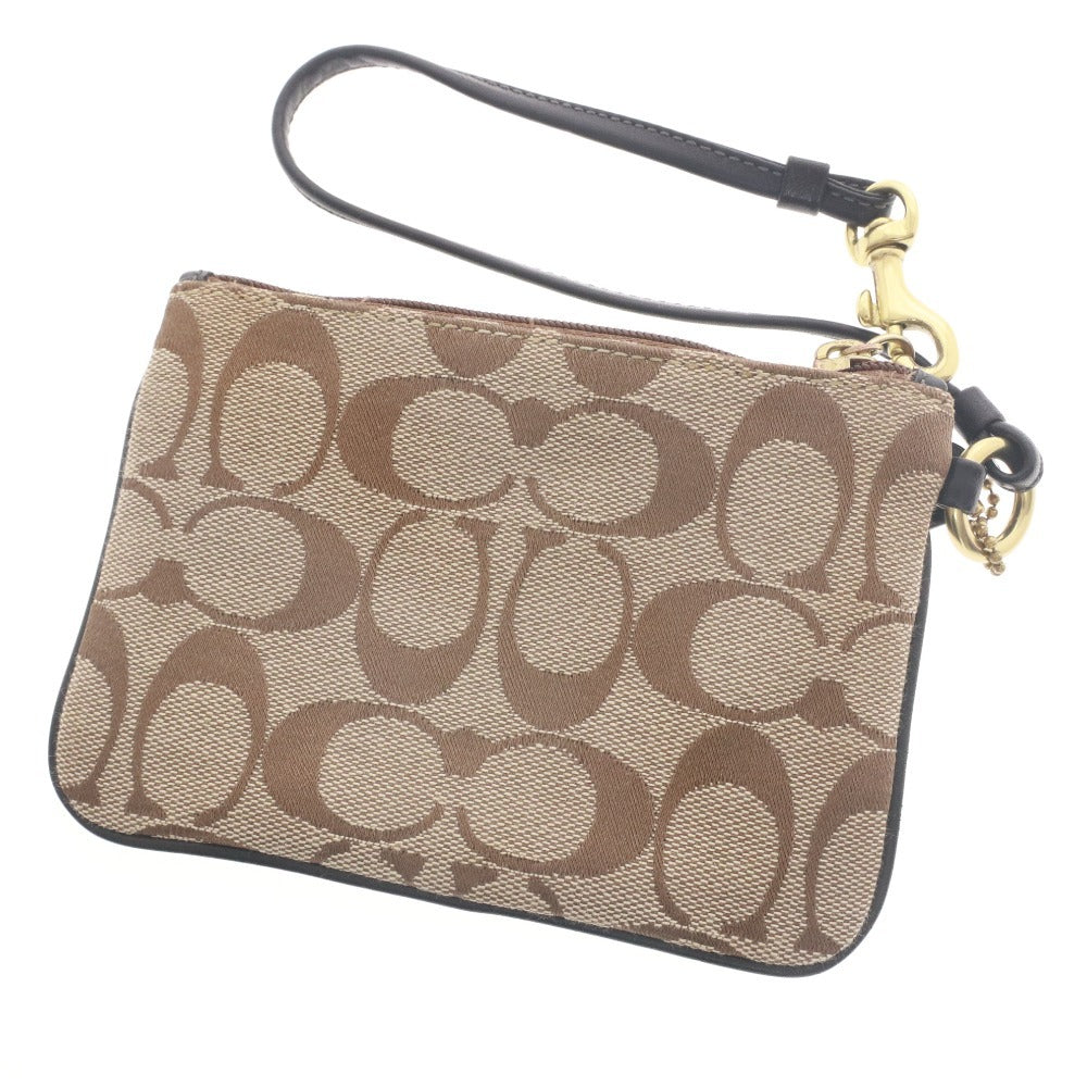 ■ COACH コーチ ポーチ 小物入れ シグネチャー ファスナー 化粧ポーチ レディース ベージュ系 ライトブラウン系 袋付き