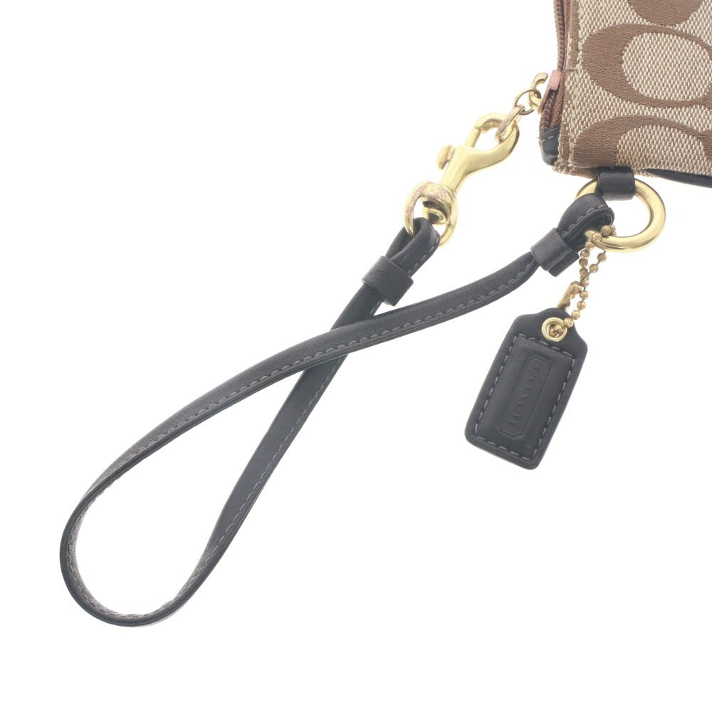 ■ COACH コーチ ポーチ 小物入れ シグネチャー ファスナー 化粧ポーチ レディース ベージュ系 ライトブラウン系 袋付き