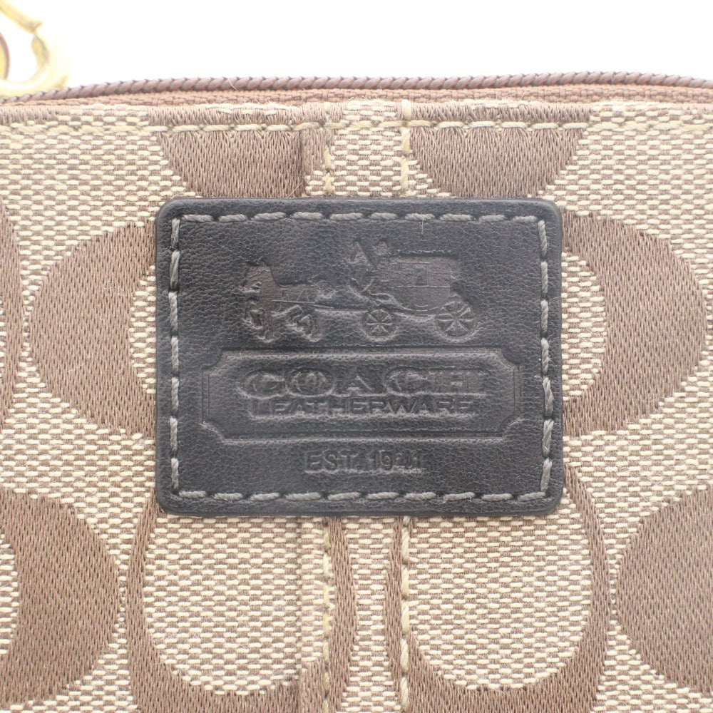 ■ COACH コーチ ポーチ 小物入れ シグネチャー ファスナー 化粧ポーチ レディース ベージュ系 ライトブラウン系 袋付き