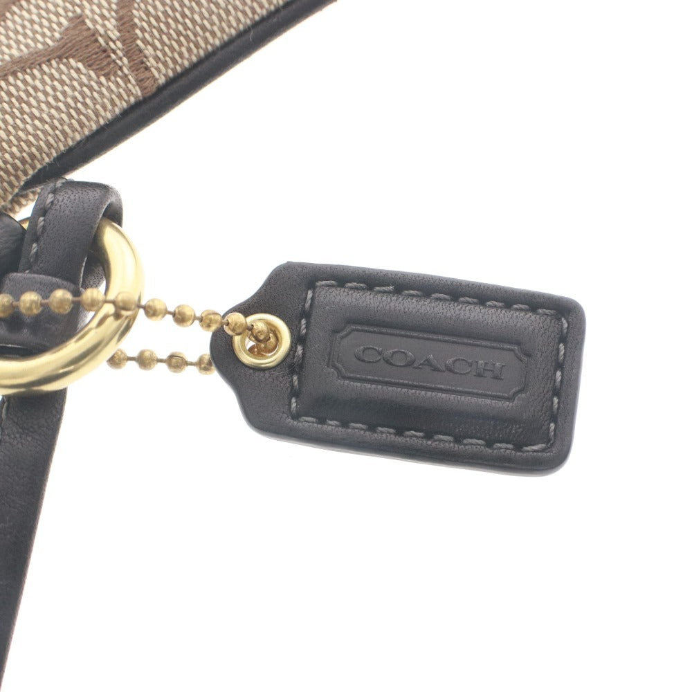 ■ COACH コーチ ポーチ 小物入れ シグネチャー ファスナー 化粧ポーチ レディース ベージュ系 ライトブラウン系 袋付き