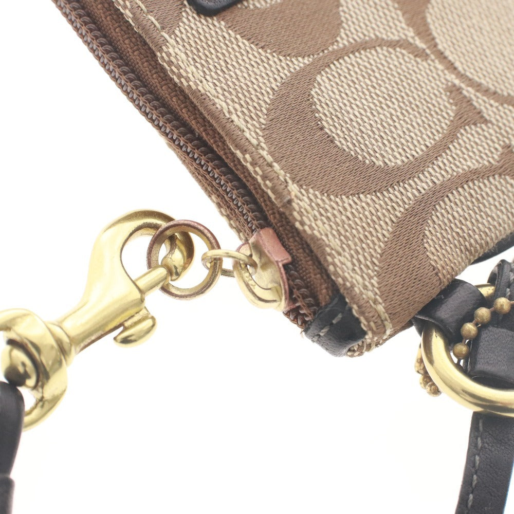 ■ COACH コーチ ポーチ 小物入れ シグネチャー ファスナー 化粧ポーチ レディース ベージュ系 ライトブラウン系 袋付き