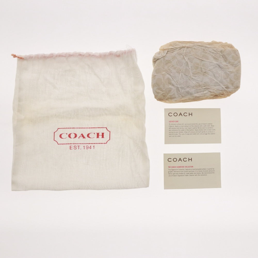 ■ COACH コーチ ポーチ 小物入れ シグネチャー ファスナー 化粧ポーチ レディース ベージュ系 ライトブラウン系 袋付き