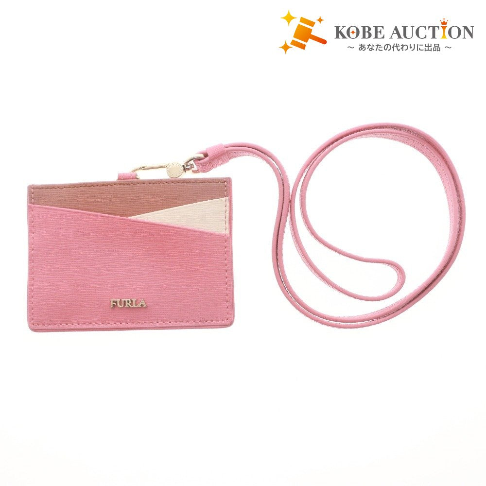■ FURLA フルラ パスケース 社員証ケース カードケース 定期入れ レディース ピンクベージュ系 袋 箱付き