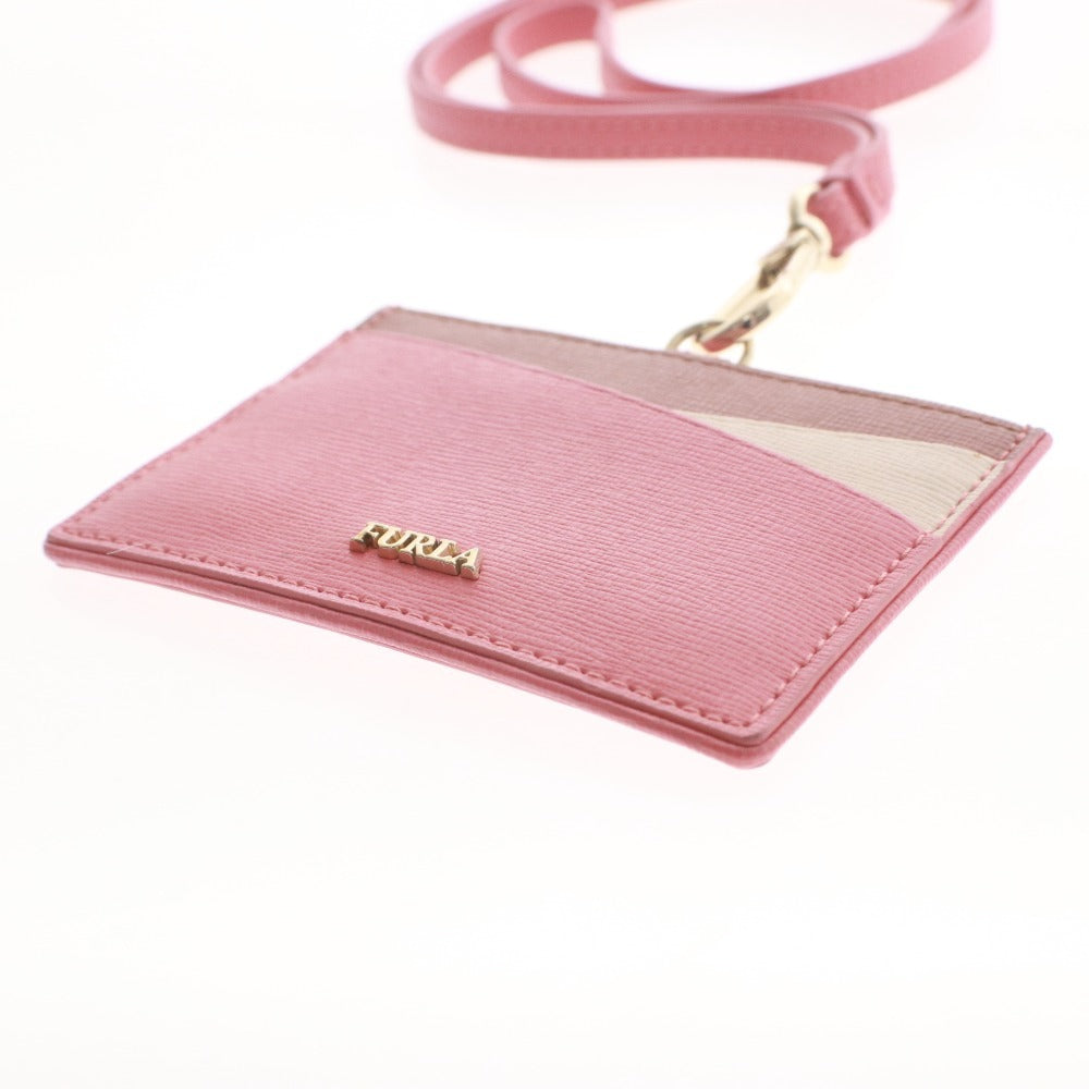 ■ FURLA フルラ パスケース 社員証ケース カードケース 定期入れ レディース ピンクベージュ系 袋 箱付き