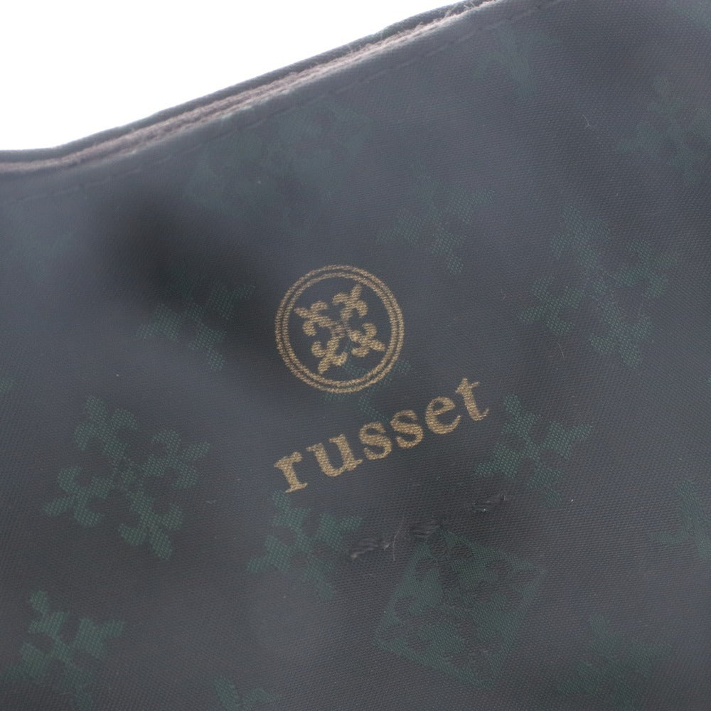 ■ russet ラシット ハンドバッグ トートバッグ 鞄 総柄 マグネット ポケット メンズ レディース ダークグリーン系 袋付き