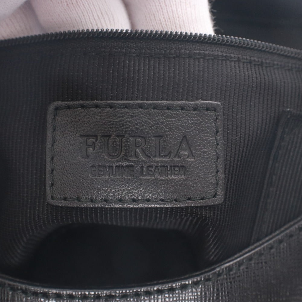 ■ FURLA フルラ ハンドバッグ ショルダーバッグ 鞄 マグネット ポケット ゴールド金具 メンズ レディース ブラック 袋付き