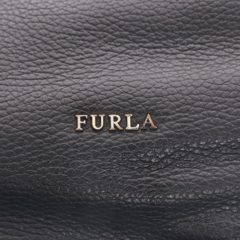 ■ FURLA フルラ ハンドバッグ ショルダーバッグ 鞄 マグネット ポケット ゴールド金具 メンズ レディース ブラック 袋付き