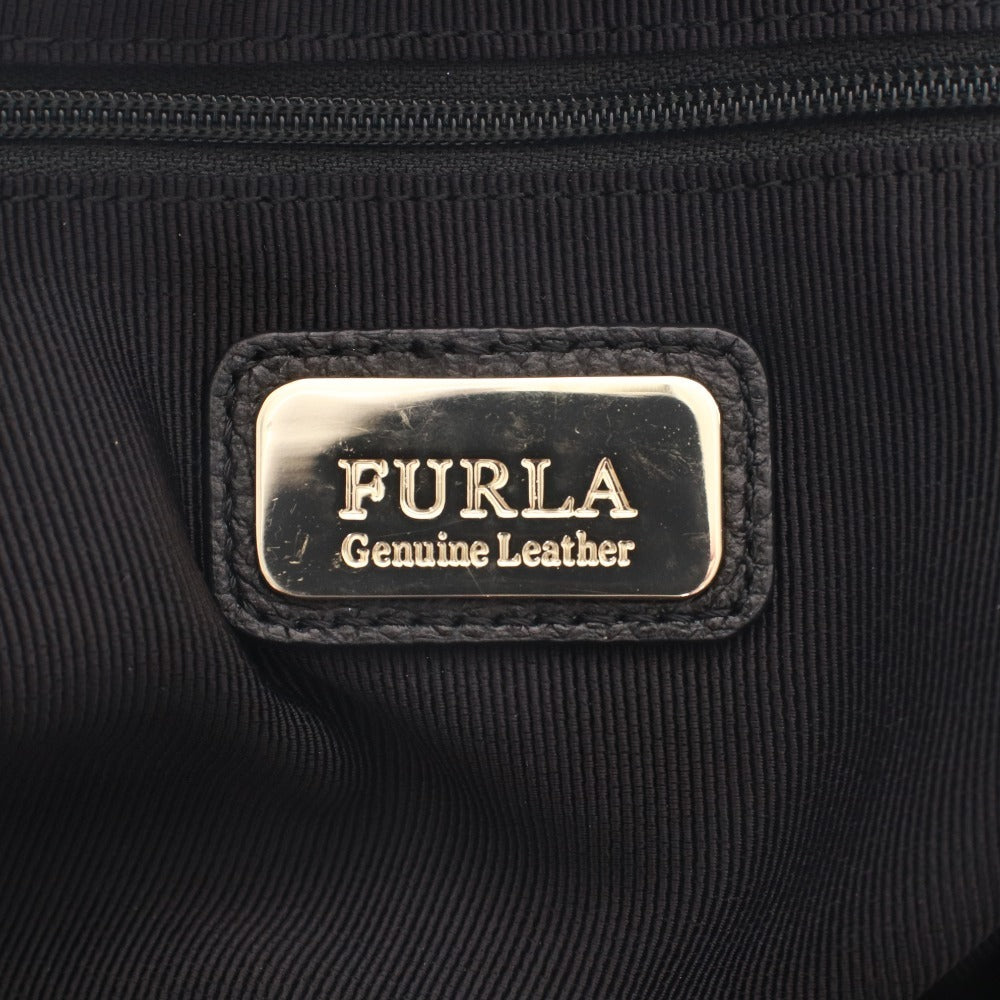 ■ FURLA フルラ ハンドバッグ ショルダーバッグ 鞄 マグネット ポケット ゴールド金具 メンズ レディース ブラック 袋付き