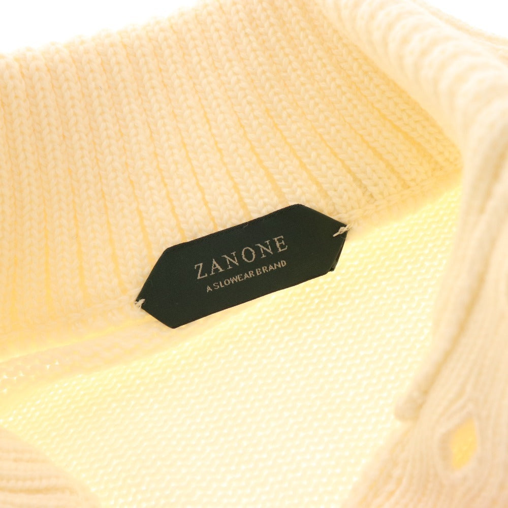 ■ Zanone stand-up collar knit top pullover 100% wool men's size 46 white with tag unused genuine Japanese product