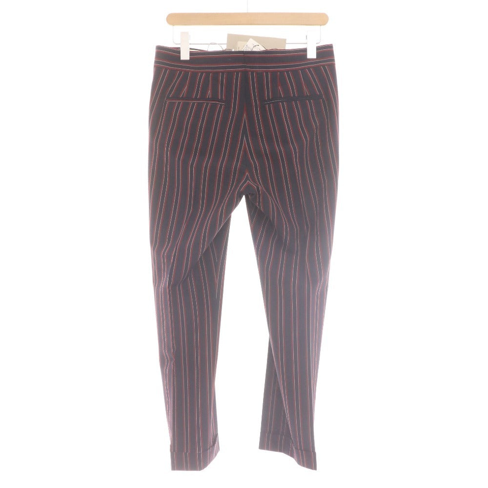 ■ アントレアミ パンツ スラックス ボトムス 2プリーツ ストライプ 裾ダブル シアサッカー メンズ 30 ネイビー レッド タグ付き 未使用