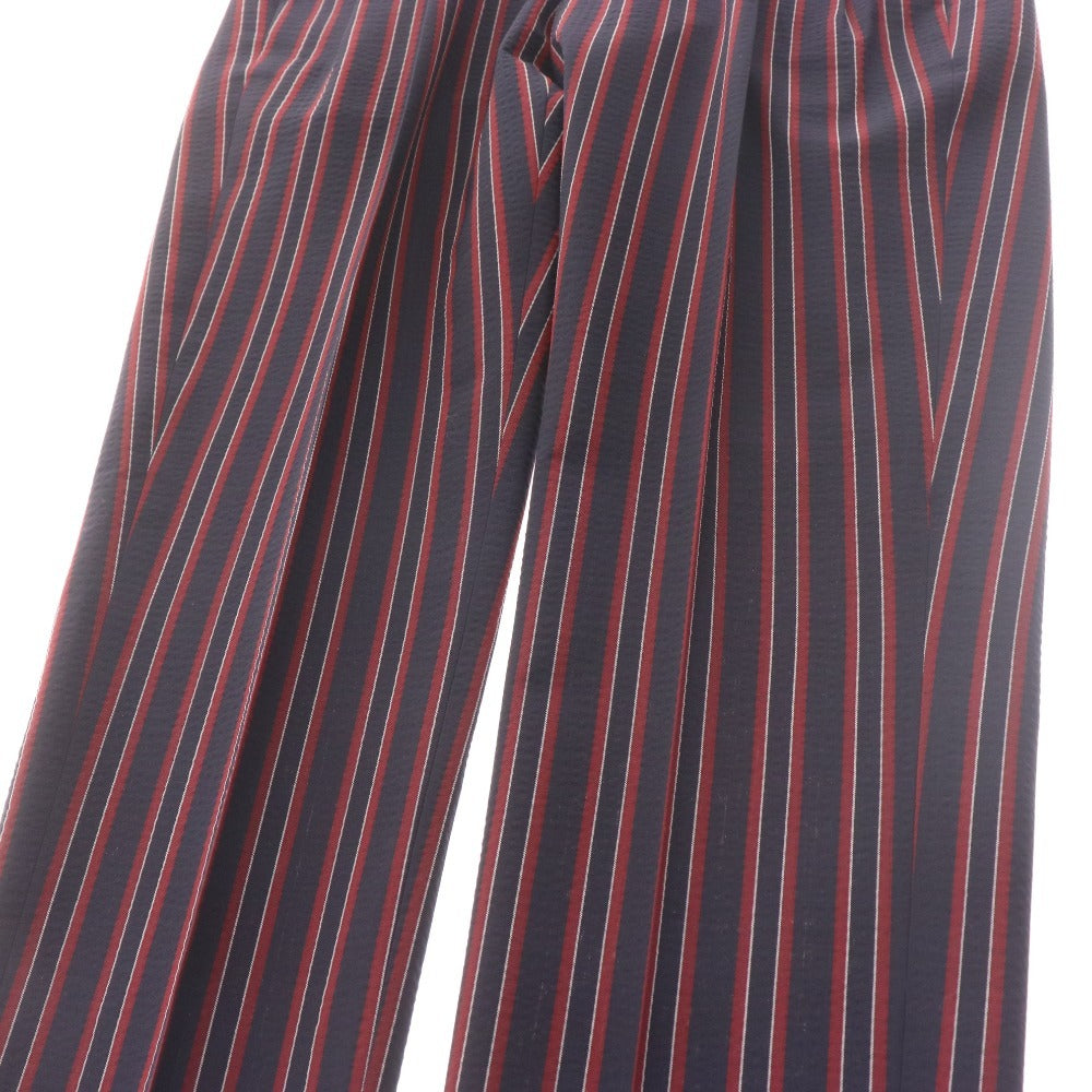 ■ アントレアミ パンツ スラックス ボトムス 2プリーツ ストライプ 裾ダブル シアサッカー メンズ 30 ネイビー レッド タグ付き 未使用