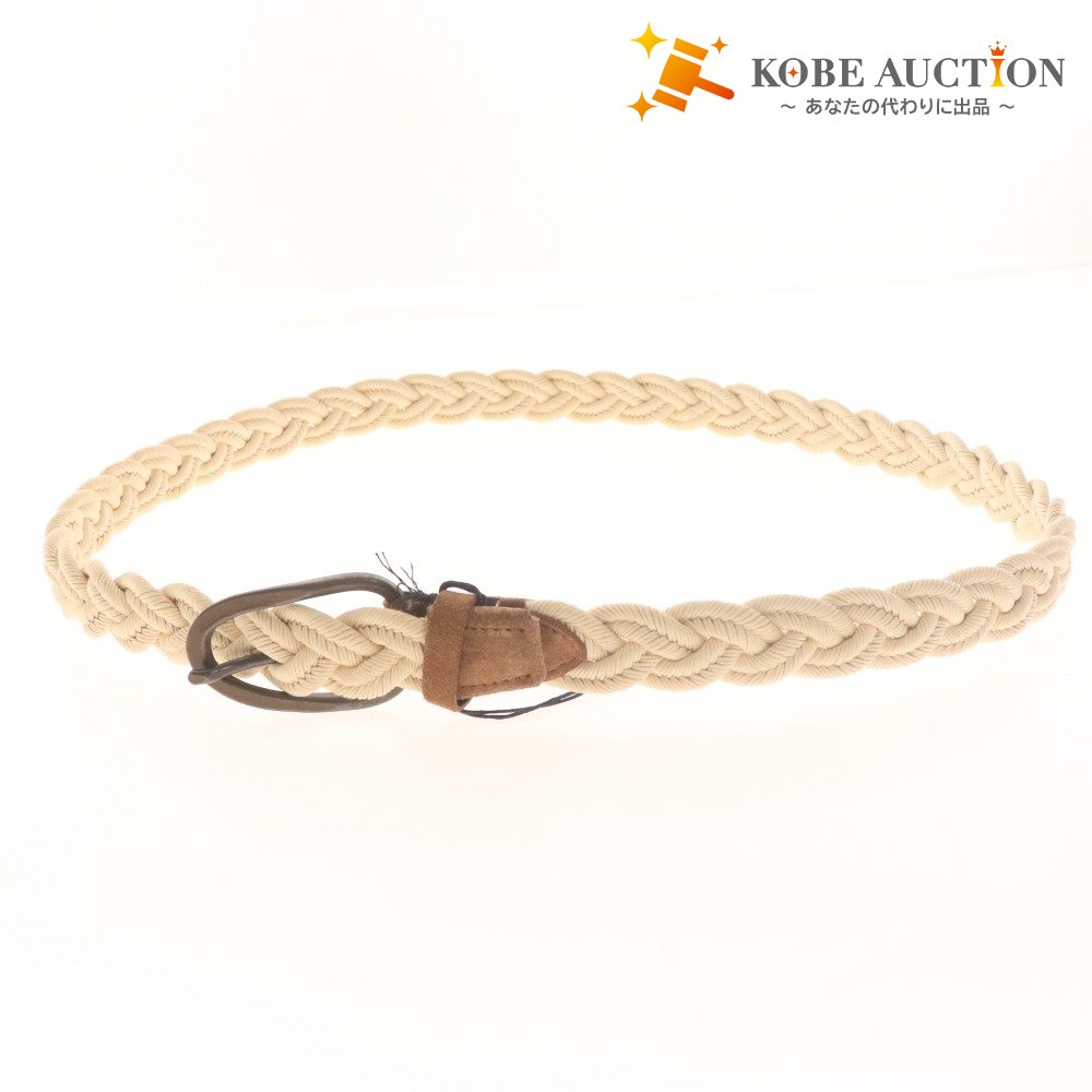 ■ Tiberio Ferretti Mesh Belt Belt Men's Braided Free Off-White Ivory Tag Included
