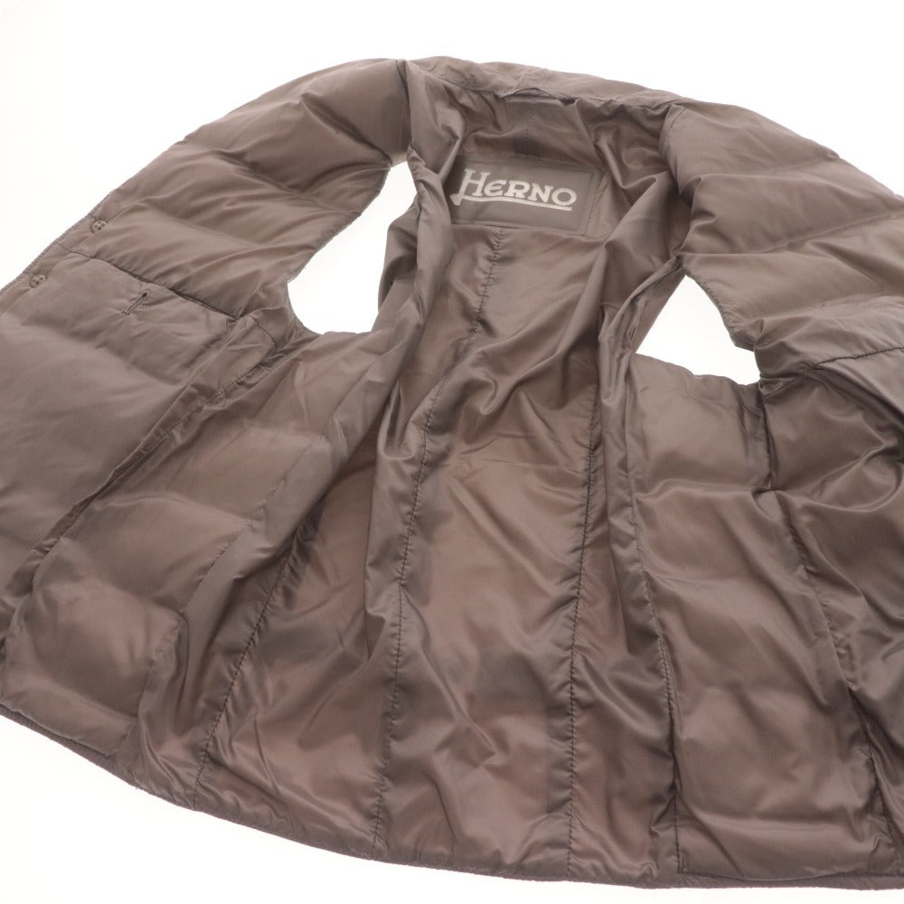 ■ ヘルノ ショールカラー ダウン ジレ ベスト メンズ 44 （S相当） ブラウン ハンガー付き