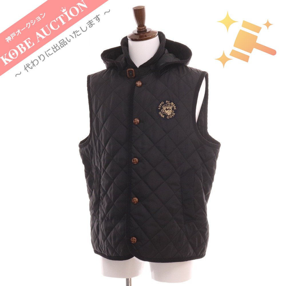 ■ Sinacova quilted vest hoodie button vest patch outerwear men's LL black