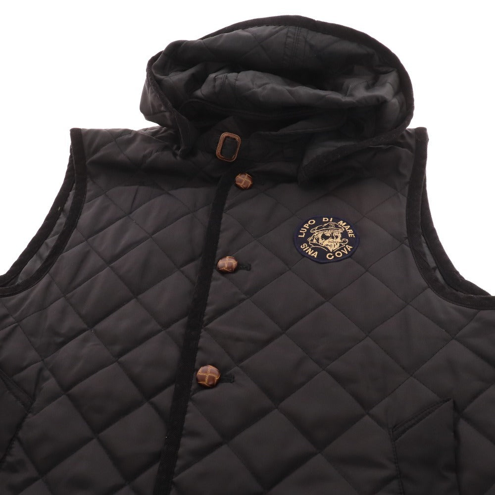 ■ Sinacova quilted vest hoodie button vest patch outerwear men's LL black