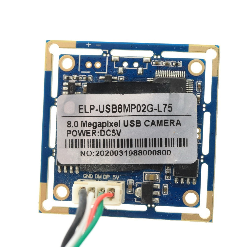 ■ ELP Webcam ELP-USB8MP02G-L75 USB Wide-Angle HD Surveillance 8 Megapixel Digital Video Device Operation Verified