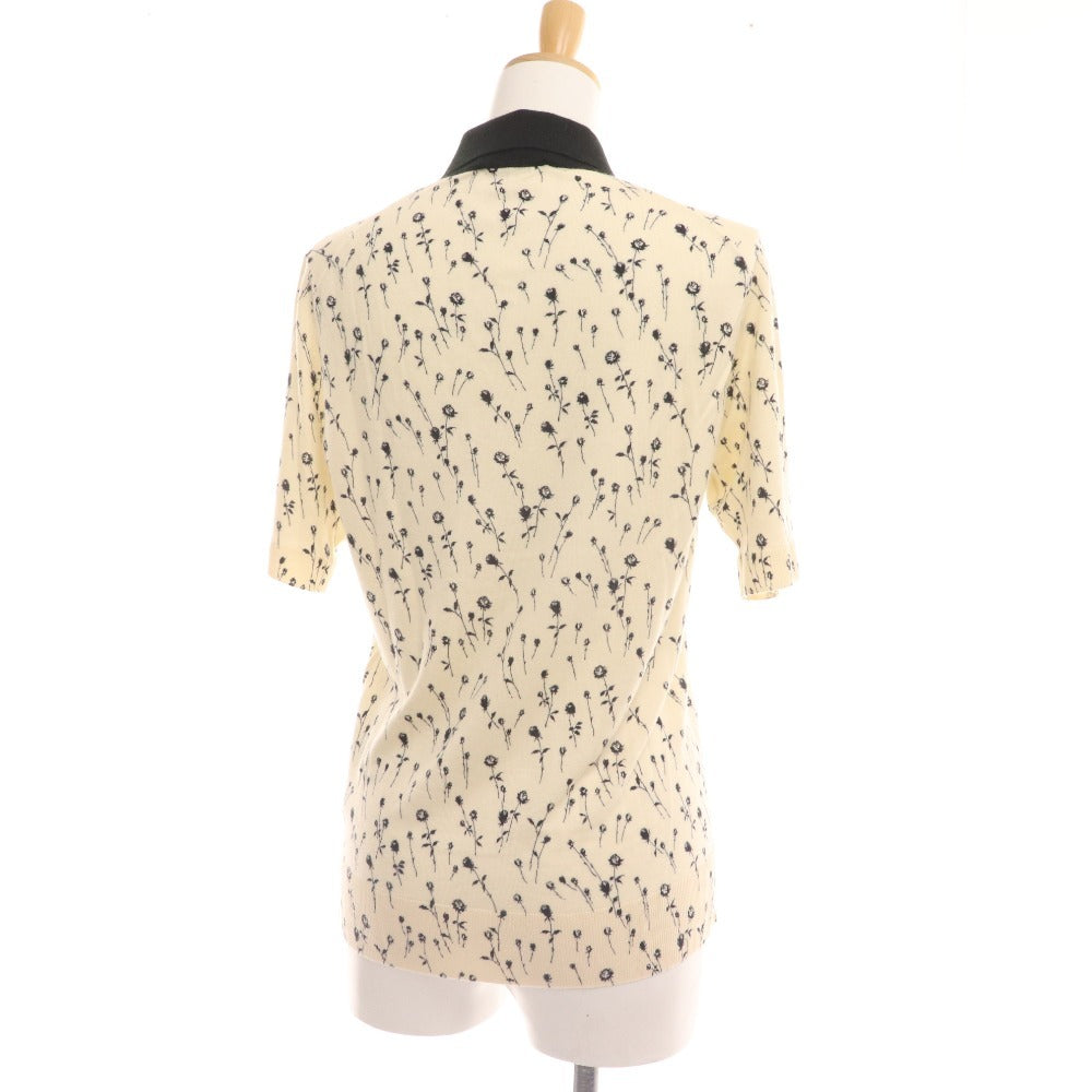 ■ ドルチェアンドガッバーナ ポロシャツ 半袖 トップス 花 カシミヤ シルク レディース 44 ホワイト