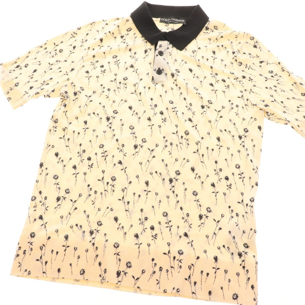 ■ ドルチェアンドガッバーナ ポロシャツ 半袖 トップス 花 カシミヤ シルク レディース 44 ホワイト