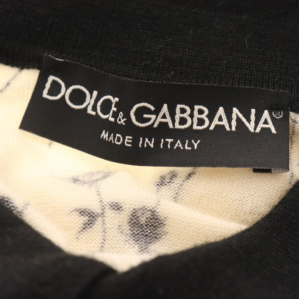 ■ ドルチェアンドガッバーナ ポロシャツ 半袖 トップス 花 カシミヤ シルク レディース 44 ホワイト