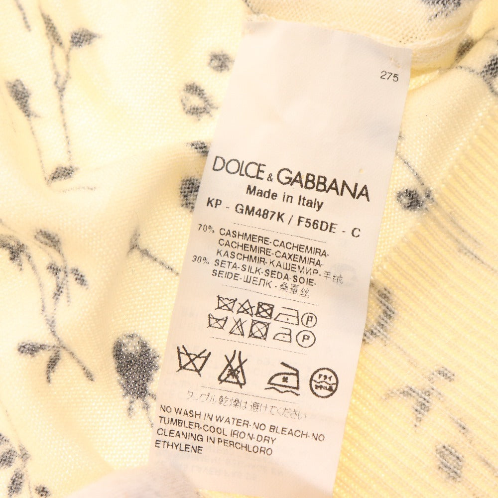 ■ ドルチェアンドガッバーナ ポロシャツ 半袖 トップス 花 カシミヤ シルク レディース 44 ホワイト