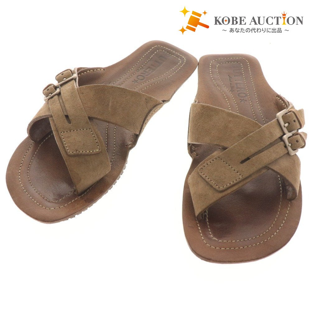 ■ ブッテロ サンダル B1851UTGB 靴 スエード ストラップ メンズ 39 ベージュ 箱付き