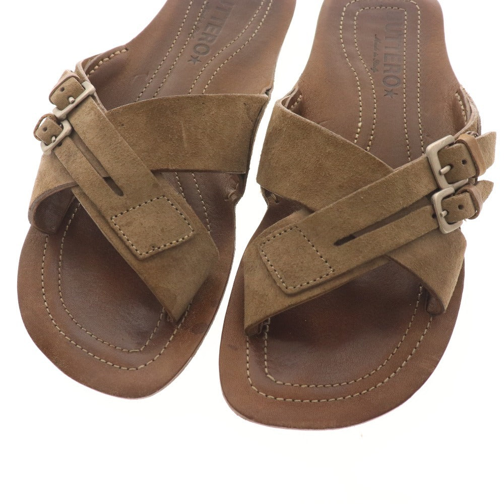 ■ ブッテロ サンダル B1851UTGB 靴 スエード ストラップ メンズ 39 ベージュ 箱付き