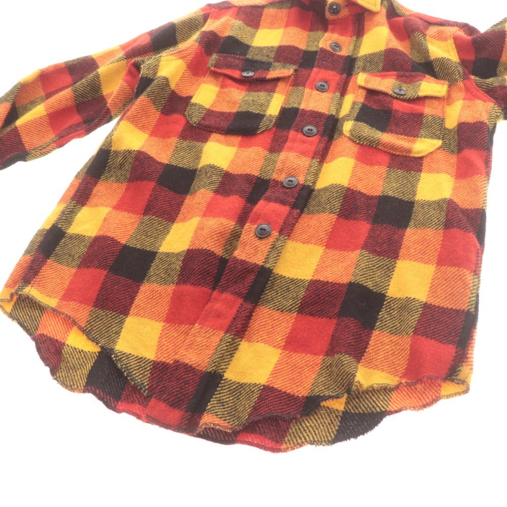■ メルトン Melton シャツ 長袖 トップス チェック ジャケット 厚手 USA ヴィンテージ メンズ 15 オレンジ系