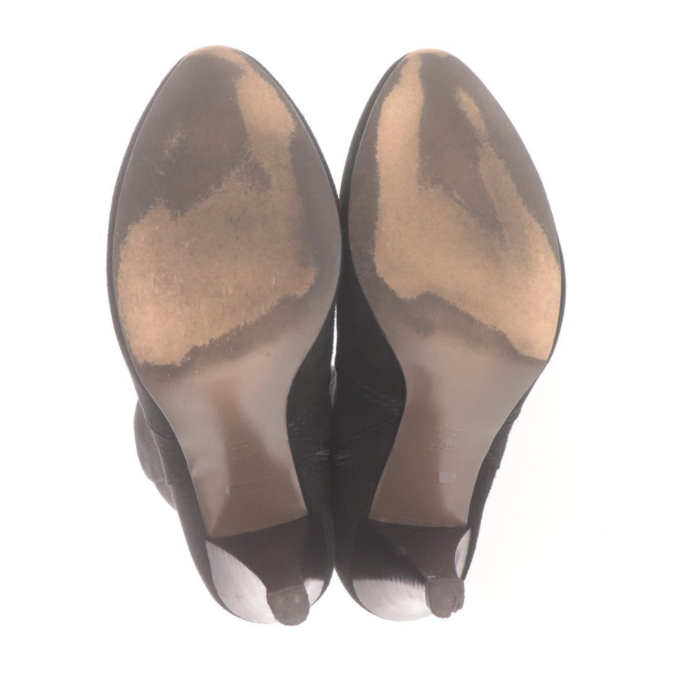 ■ JILL STUART ジルスチュアート ロングブーツ 革靴 スエード ヒール ファスナー 日本製 レディース 22 1/2 ブラック 黒