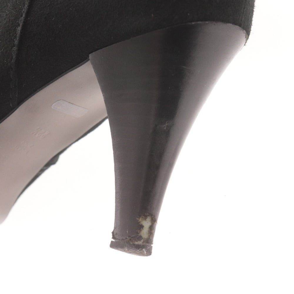 ■ JILL STUART ジルスチュアート ロングブーツ 革靴 スエード ヒール ファスナー 日本製 レディース 22 1/2 ブラック 黒