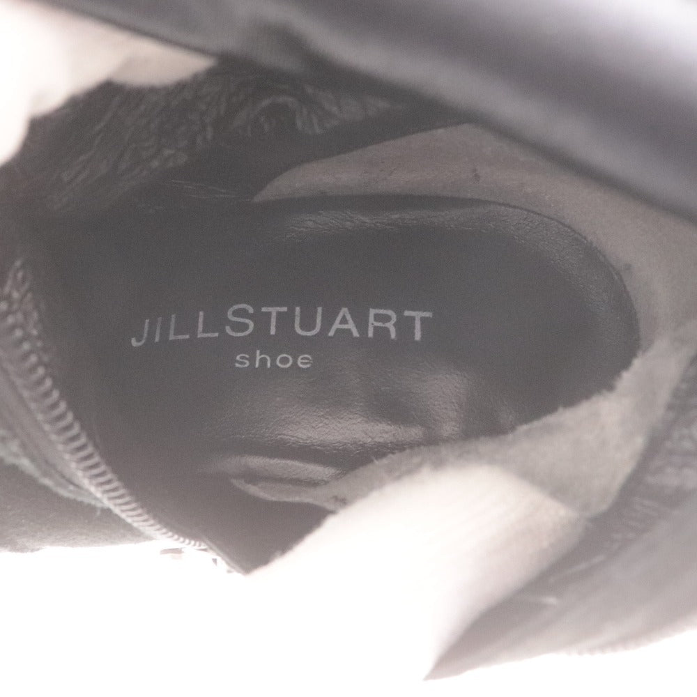■ JILL STUART ジルスチュアート ロングブーツ 革靴 スエード ヒール ファスナー 日本製 レディース 22 1/2 ブラック 黒