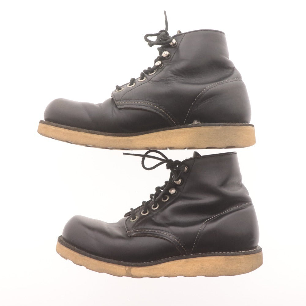 RED WING 8165 Leather Boots, Plain Toe, Made in USA, Women's, Size 23.5cm, Black
