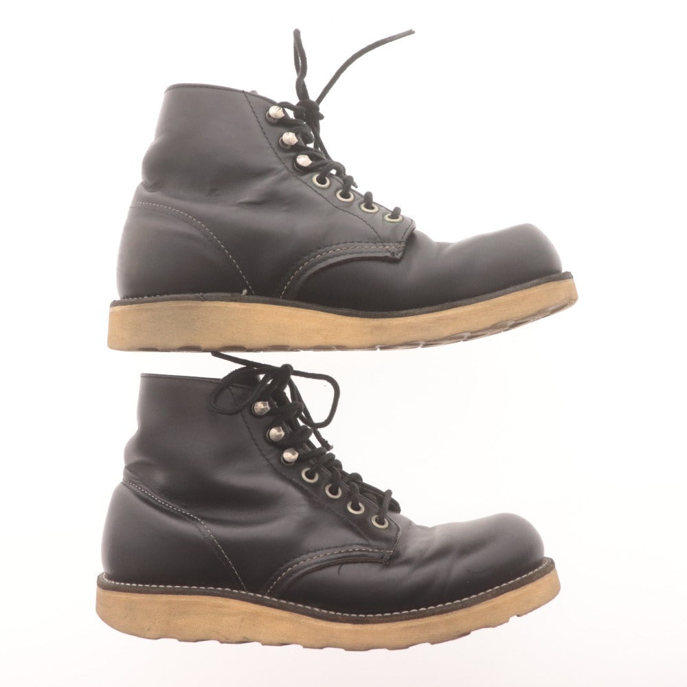 RED WING 8165 Leather Boots, Plain Toe, Made in USA, Women's, Size 23.5cm, Black