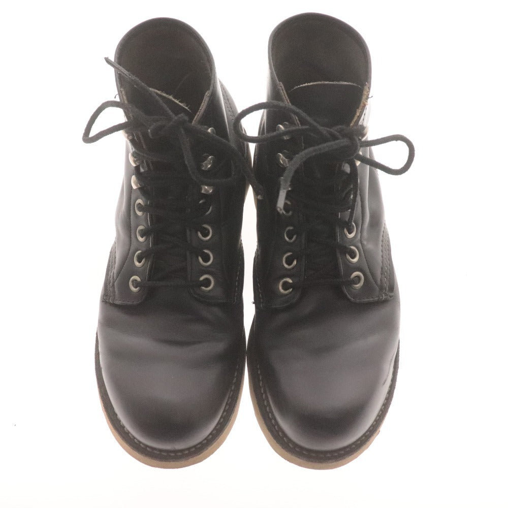 RED WING 8165 Leather Boots, Plain Toe, Made in USA, Women's, Size 23.5cm, Black