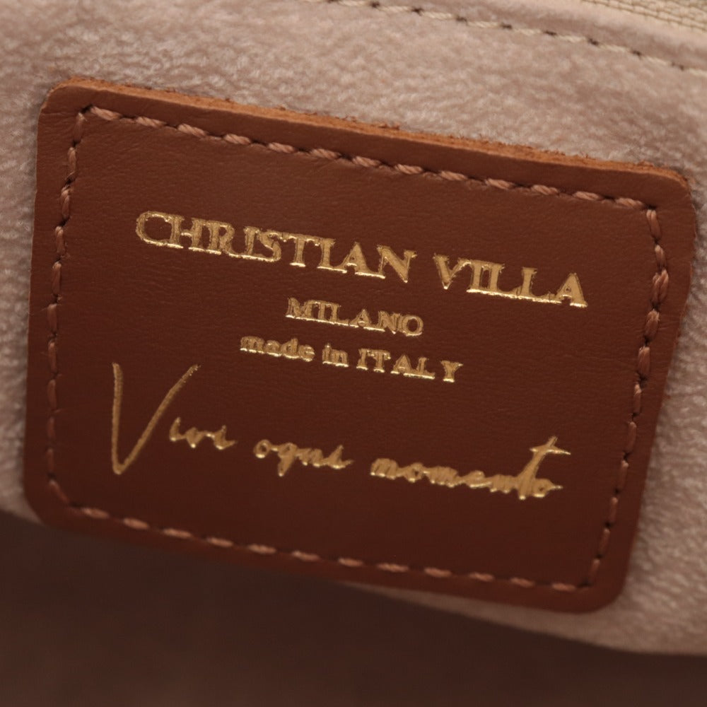 ■ クリスチャンヴィラ ボストンバッグ 鞄 2WAY ショルダー レザー レディース キャメル ブラウン系