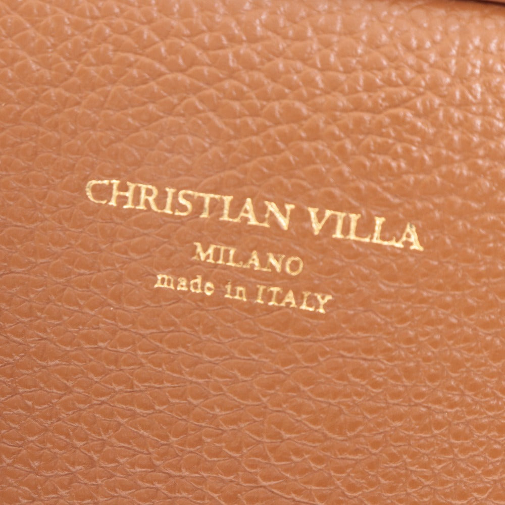 ■ クリスチャンヴィラ ボストンバッグ 鞄 2WAY ショルダー レザー レディース キャメル ブラウン系