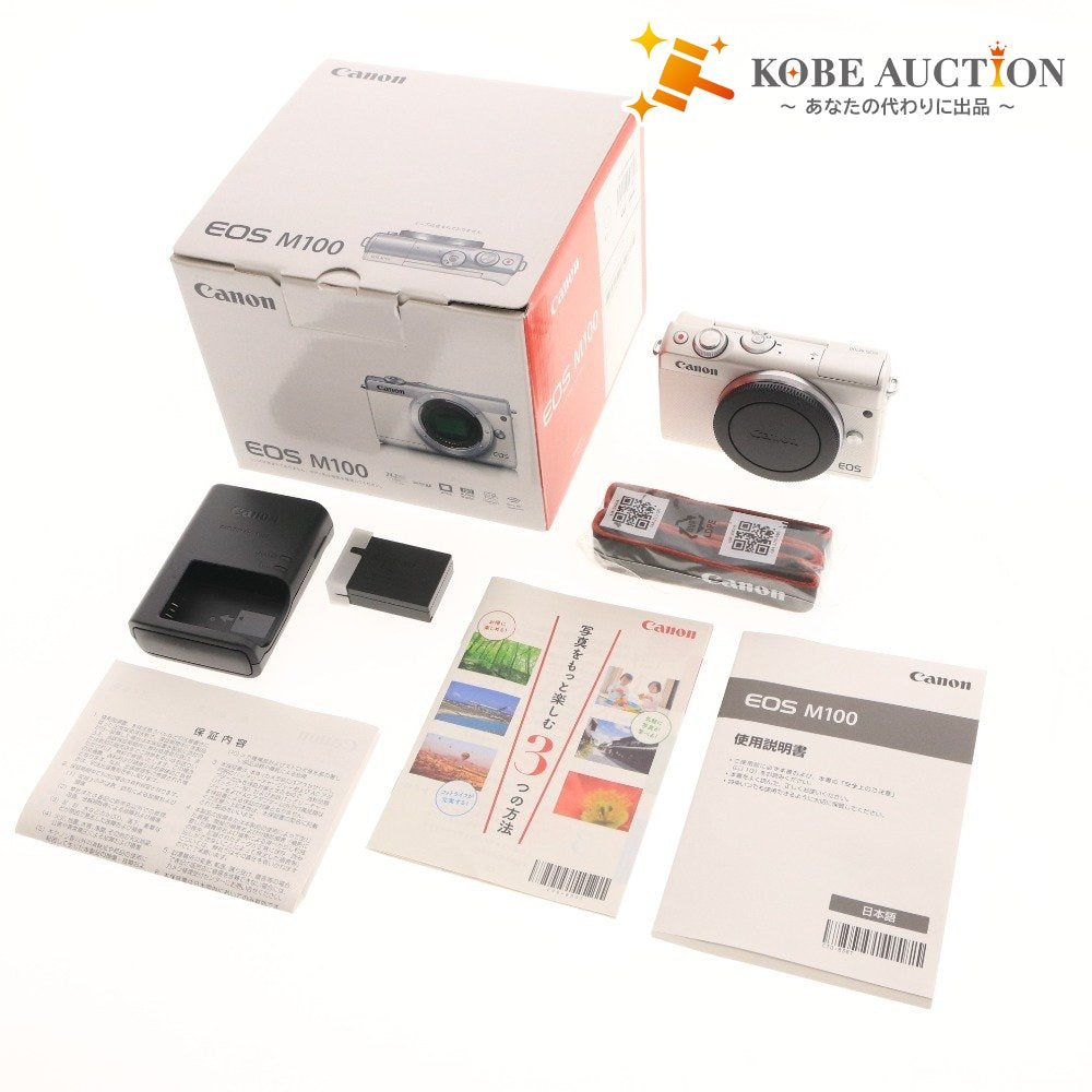 ■ キヤノン EOS M100 ボディ ミラーレス 一眼カメラ ホワイト 通電確認済み 付属品付き 未使用