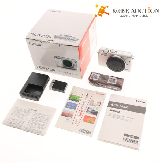 ■ キヤノン EOS M100 ボディ ミラーレス 一眼カメラ ホワイト 通電確認済み 付属品付き 未使用