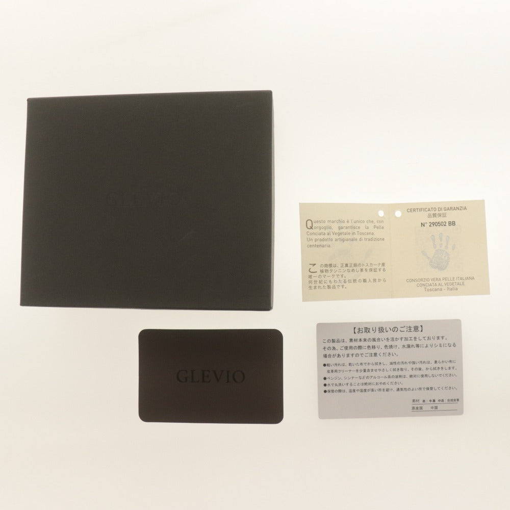 ■ GLEVIO グレヴィオ 二つ折り財布 革レザー 折りたたみ カード 札 小銭入れ メンズ ブラウン系 ブラック 黒 箱付き/品質保証付き 未使用