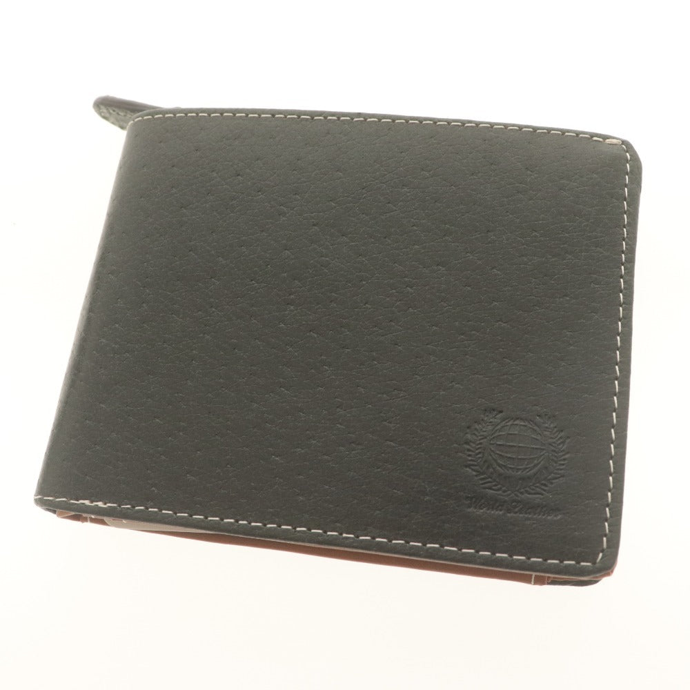 ■ GLEVIO グレヴィオ 二つ折り財布 革レザー 折りたたみ カード 札 小銭入れ メンズ ダークグレー系 ブラウン系 箱付き タグ付き 未使用