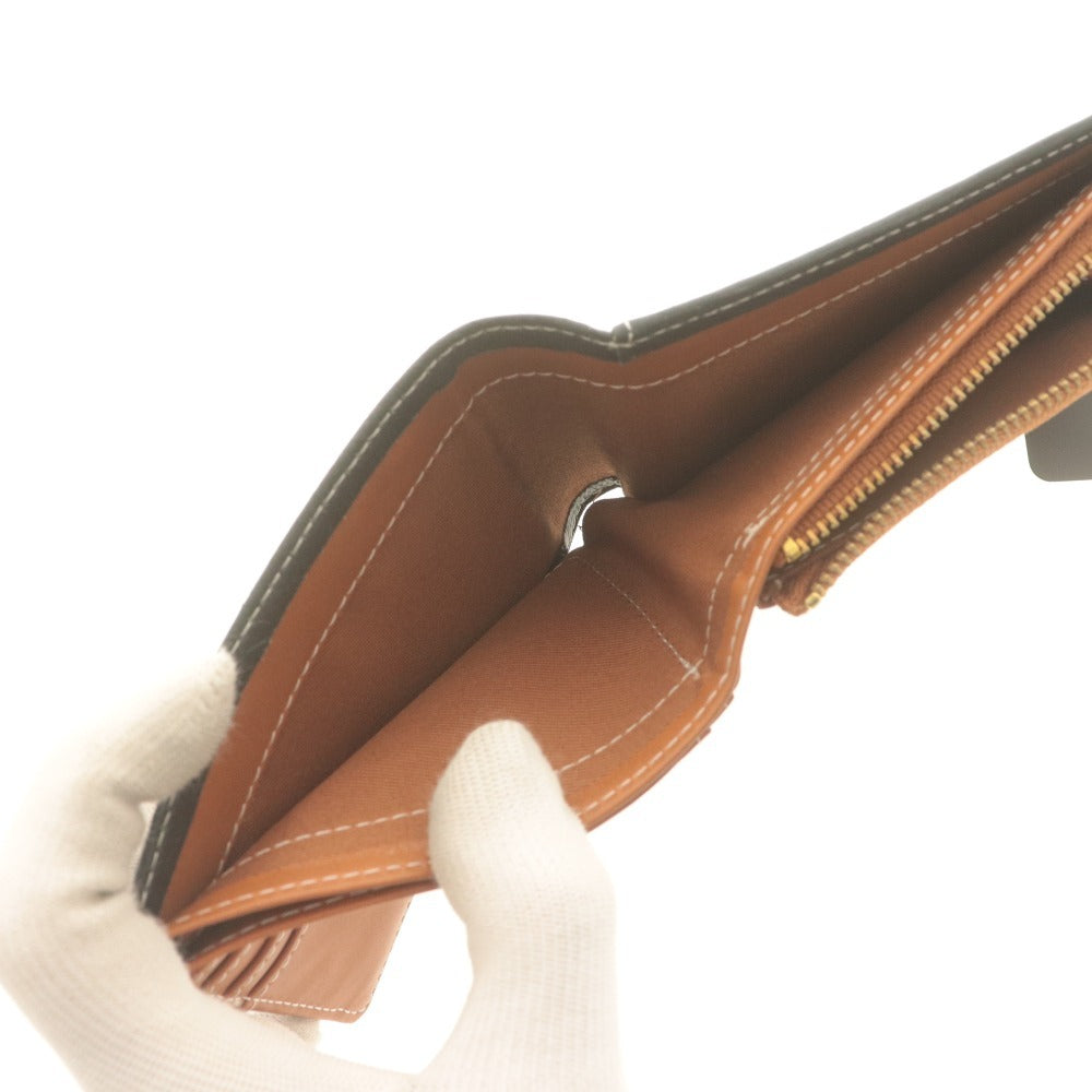 ■ GLEVIO グレヴィオ 二つ折り財布 革レザー 折りたたみ カード 札 小銭入れ メンズ ダークグレー系 ブラウン系 箱付き タグ付き 未使用