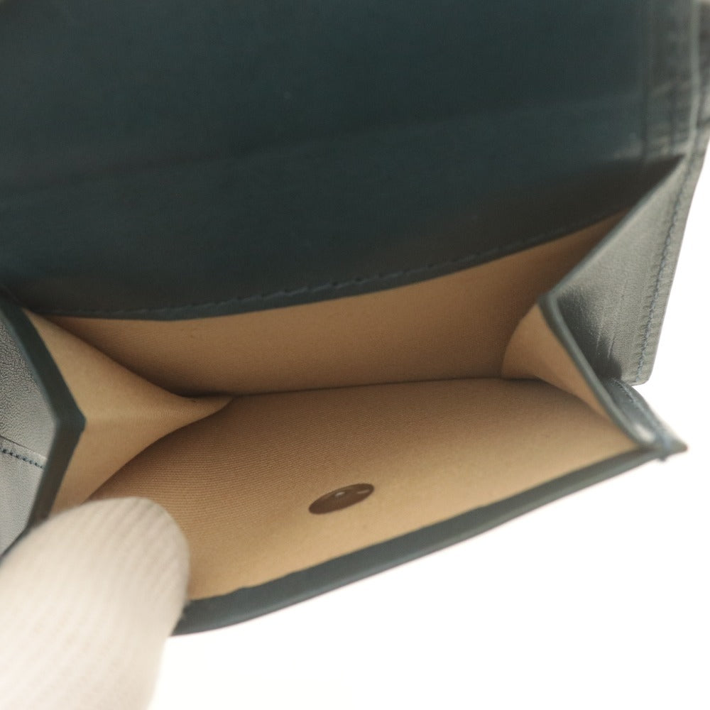 ■ GLEVIO グレヴィオ 二つ折り財布 革 レザー 折りたたみ カード 札 小銭入れ メンズ ブルーグリーン 箱付き 未使用