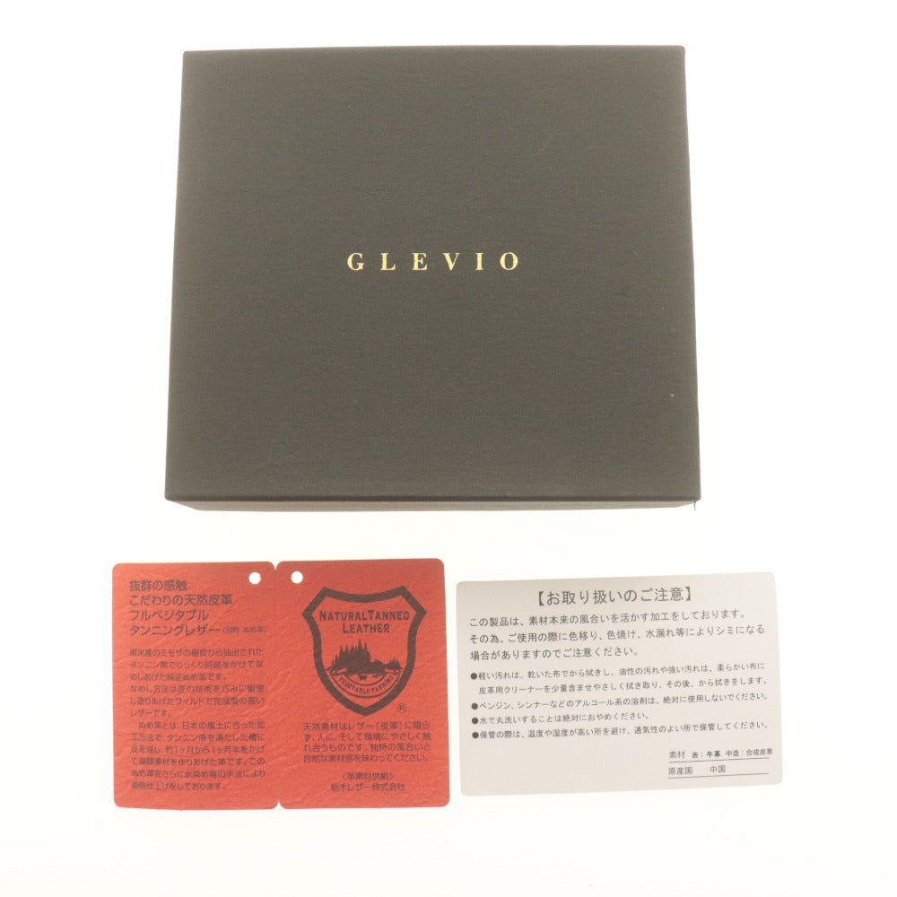 ■ GLEVIO グレヴィオ 二つ折り財布 革 レザー 折りたたみ カード 札 小銭入れ メンズ ブルーグリーン 箱付き 未使用